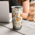 thumbnail image 4 of 20oz Tumblers Fall Pumpkins Leaves Pattern Stainless Steel Vacuum Insulated Double Wall Travel Tumbler Cups Mug with Lid and Straw,Cleaning Brush for Cold & Hot Drinks, 4 of 7