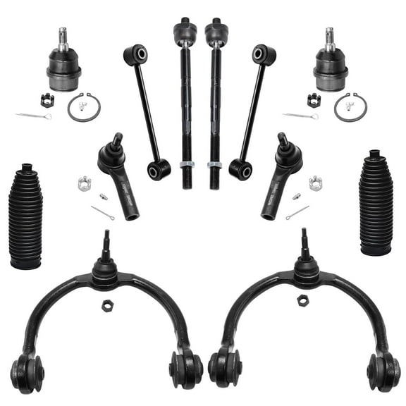 Detroit Axle - Front 12pc Suspension Kit for Jeep Grand Cherokee Commander 2005 2006 2007 2008 2009 2010, Upper Control Arms Lower Ball Joints Sway Bars Tie Rods Boots Replacement
