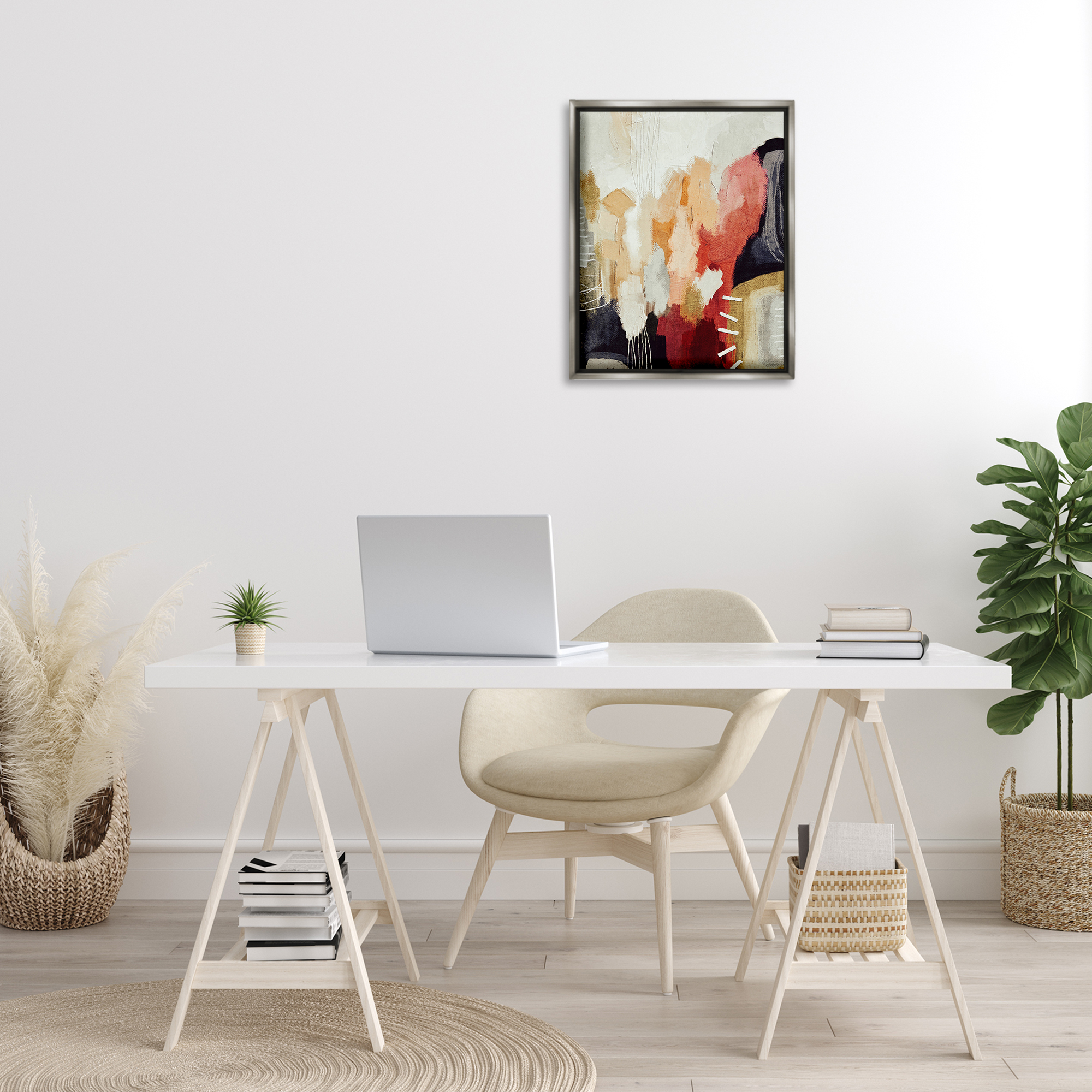 Stupell Industries Abstract Tan Southwestern Abstract Painting Gray Floater Framed Canvas Art Print Wall Art, 17 x 21