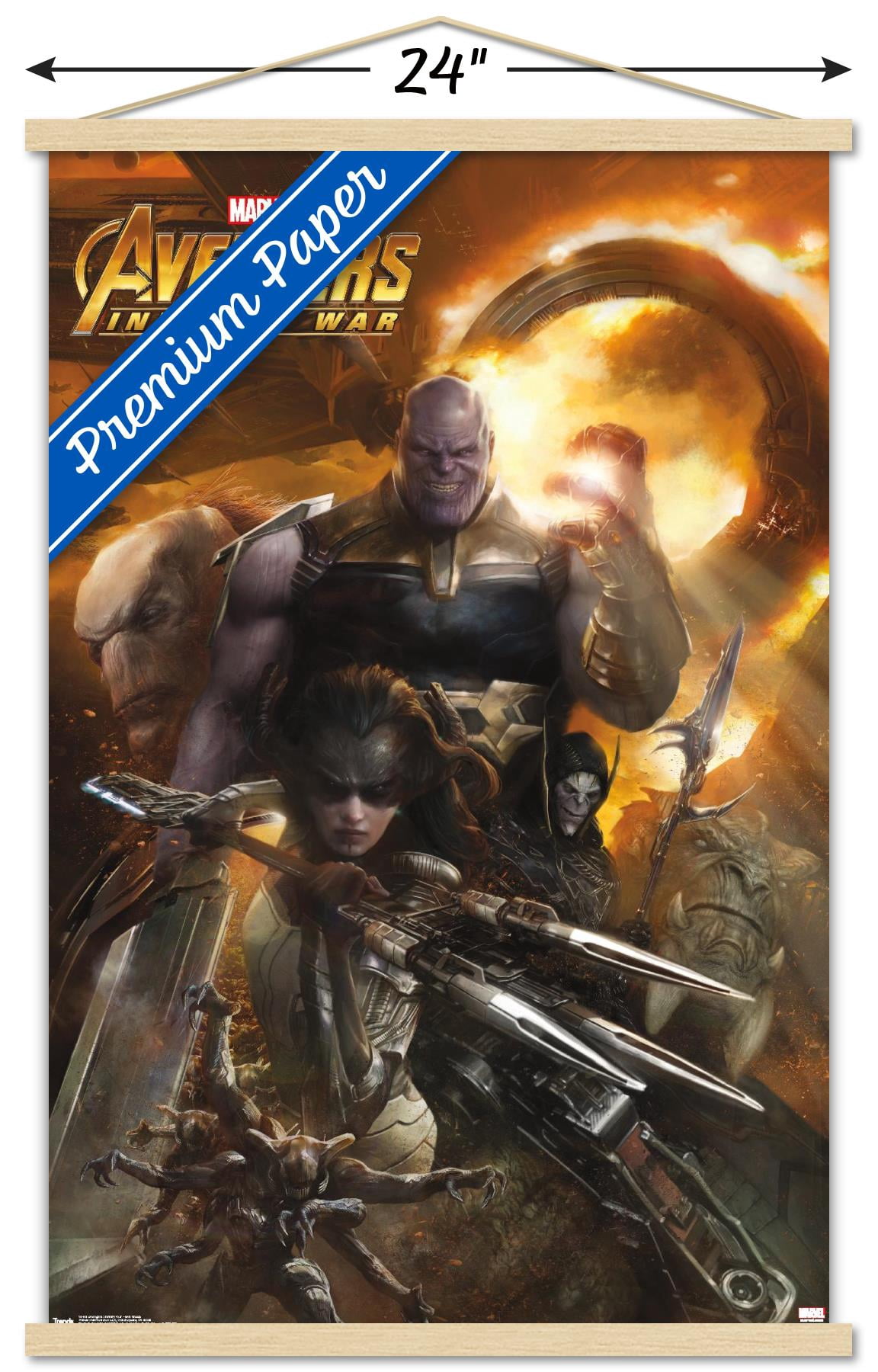 Marvel Cinematic Universe - Avengers - Infinity War - EVil Group Wall Poster with Wooden Magnetic Frame, 22.375" x 34"