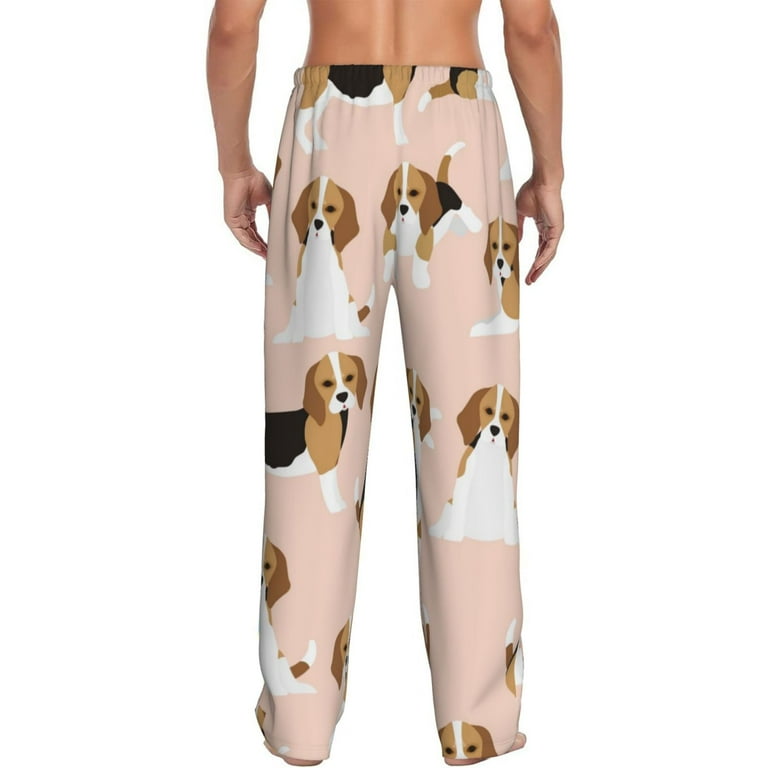 Junzan Men S Pajama Pants Beagle Dog On Brown Sleepwear Pants Pj Bottoms Drawstring And Pockets