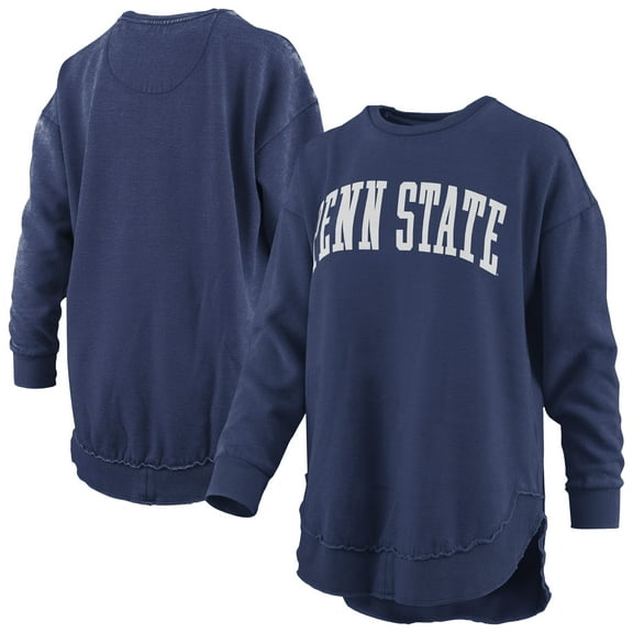 Women's Pressbox  Navy Penn State Nittany Lions Melange Poncho Vintage Fleece Long Sleeve Pullover Sweatshirt