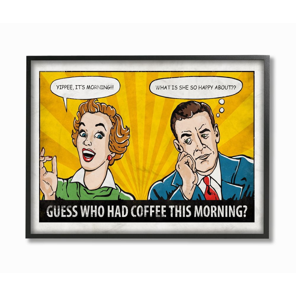 Stupell Industries Morning Coffee Funny Vintage Comic Book Design Framed Wall Art by Ester Kay