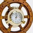 thumbnail image 6 of Wooden Ship Wheel (Jhanjhat Solid Brass Polished Porthole Clock) - White Roman Dial - (12 Inches), 6 of 8
