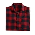 thumbnail image 4 of Plaid Shirts Men Casual Oversize Long Sleeve Button Down Lapel Trendy Shirt Comfortable Loose Jackets for Men Red XXL, 4 of 4
