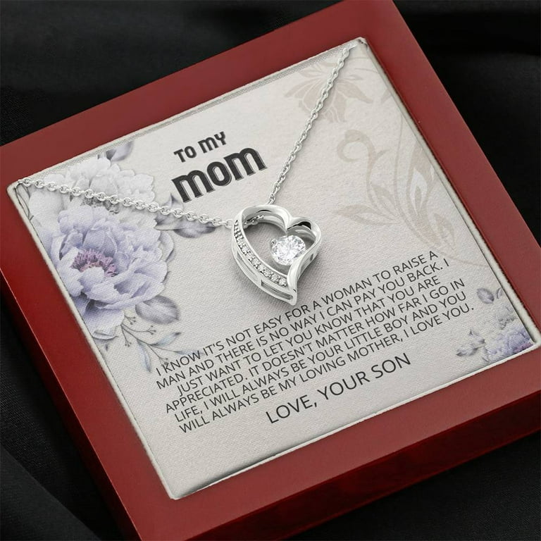 Mother Son Necklace Gift for Mom from Son Mothers Day Gift to Mom with Message Card and Box