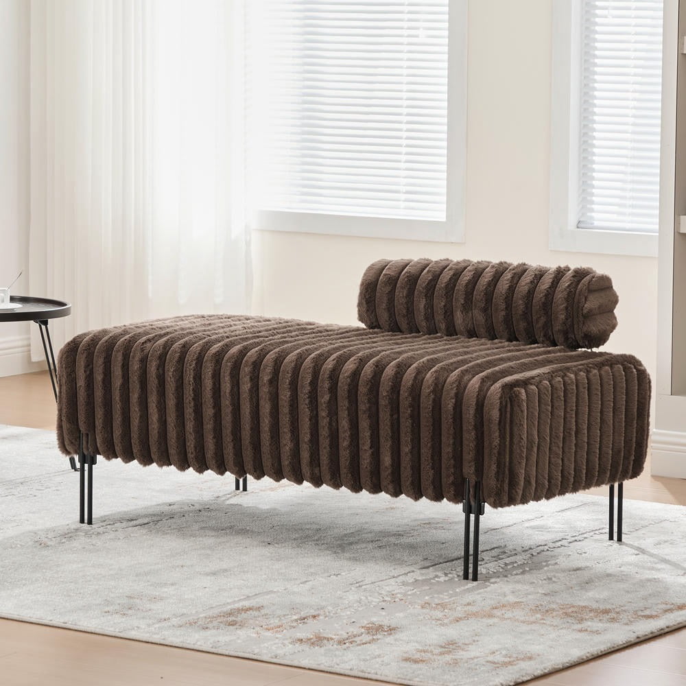 Kadyn 49.6" Small Loveseat with 4-Seater Small Sofa End of Bed Bench Window Ottoman Footrest and Adjustable Back, Loveseat Sofa for Living Room, Bedroom, Hallway, Small Space, Brown