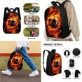 thumbnail image 2 of xixirimido Soccer with Fire Pattern Kids Backpack Set for Boys Girls School Bookbag Lunch Bag Pencil Bag 3 in 1 Set Hiking Travel Daypack, 2 of 4