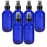 Global Cobalt Blue 4oz Black Mist Sprayer Bottle (120ml) Pack of 6 - Glass Tincture Bottles with Black Mist Sprayers for Essential Oils & More Liquids - Leakproof Travel Bottles