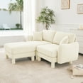 thumbnail image 4 of Newest Boucle Fabric Sectional 2-seater Loveseat Sofa Couch,Distinctive Shell-shaped Armrests,Removable Ottoman,Cylindrical Legs Wrapped,Self-fabric,Beige Color, 4 of 17