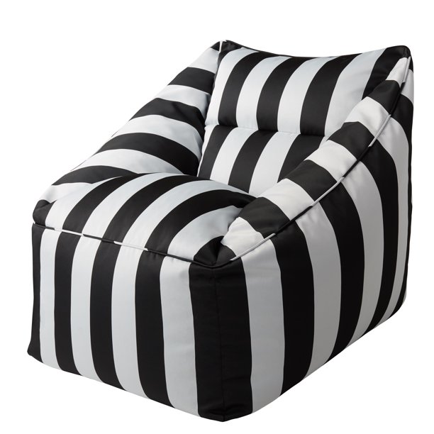 Better Homes & Gardens Dream Bean Patio Bean Bag Chair, Black and White