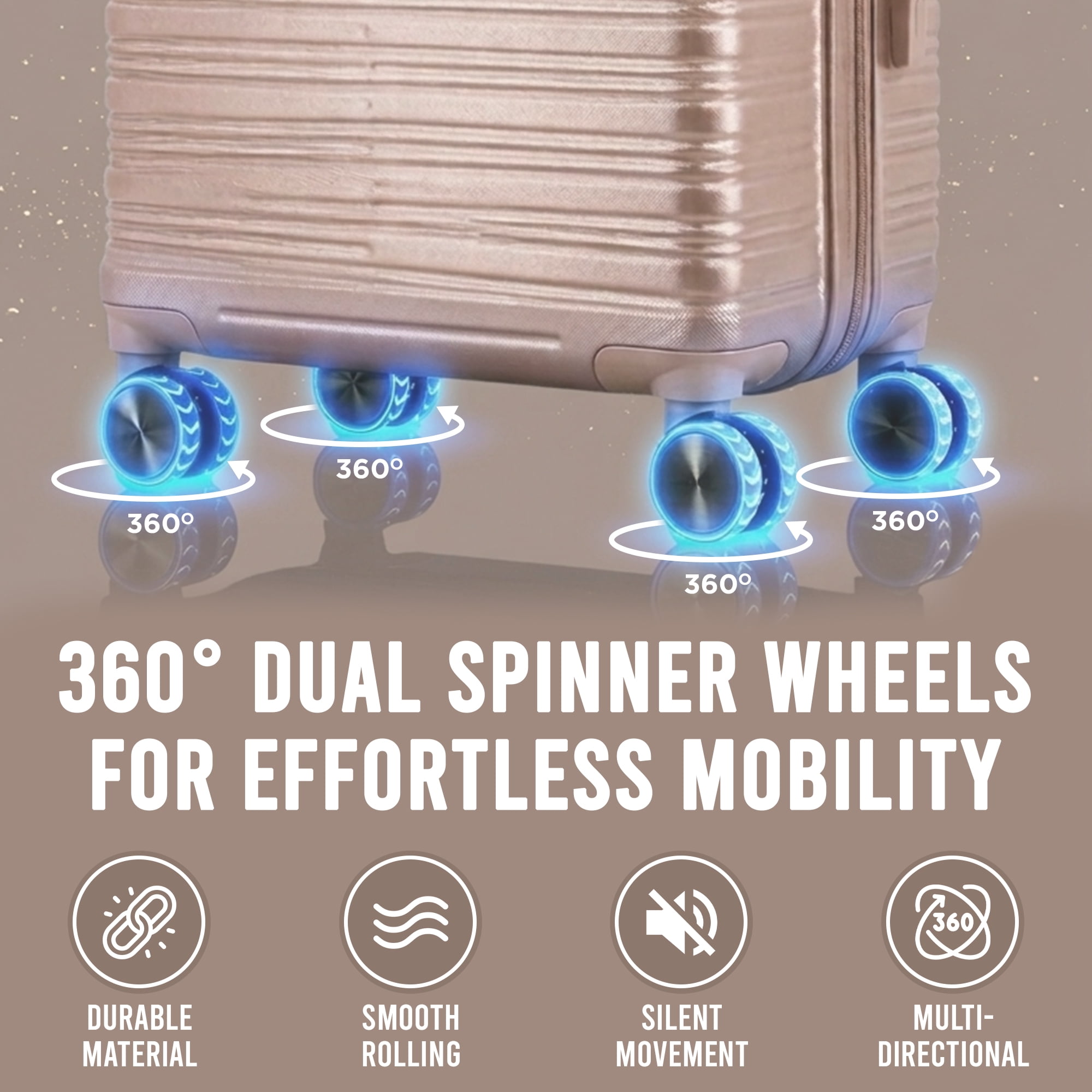20" Hardside Carry-on Expandable Spinner Luggage for Travel, Rose Gold
