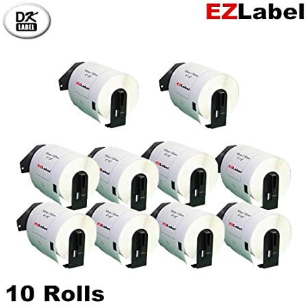 10 Rouleaux EZlabel Brother DK1221 Étiquettes en Papier Carrées 0.9 Po / 23mm, 1000 Étiquettes/rouleau