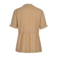thumbnail image 5 of Women Summer Tops Women Fashion Short Sleeve Casual T-shir Dot Deep V Neck Pleated Sleeve Top Casual Long Shirts for Work Out Shirt Plain Button up Shirt Summer Work Tops Lace Khaki 2XL, 5 of 8