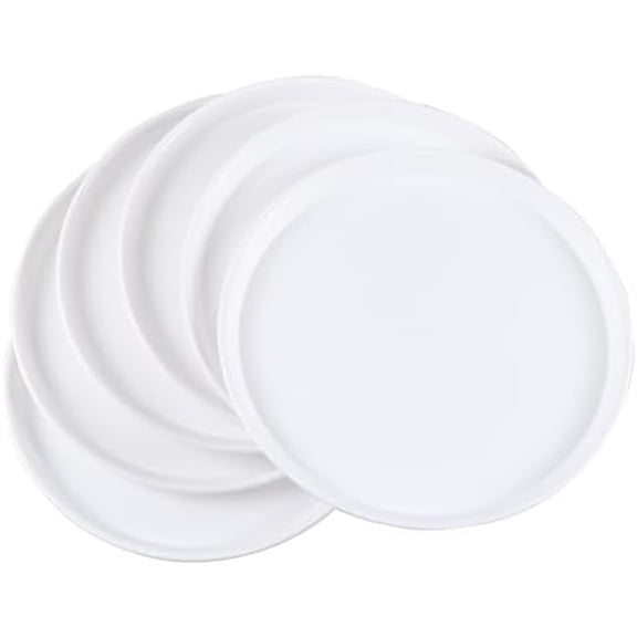 14 Inch Round Food Serving Tray for Restaurant, 6 Pack Plastic Round Serving Trays, White$$Home Decor, Kitchen, & Other