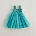 thumbnail image 6 of MKOSPLRT Little Girls Tulle Tutu Dress Birthday Party Smocked Babydoll Dresses Sleeveless Flowy Knee Length Dress Easter Outfits Blue 5-6 Years, 6 of 7