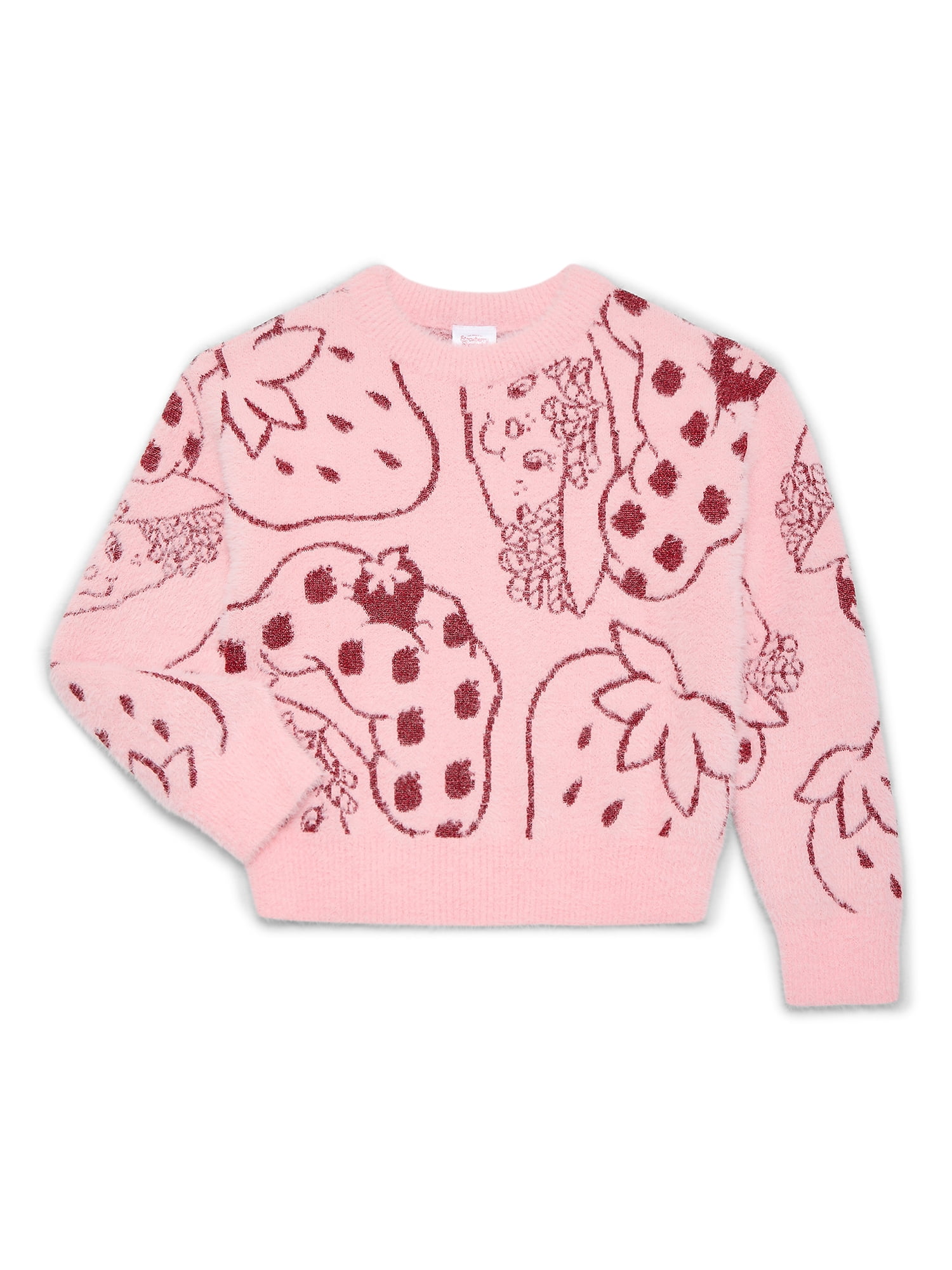 Strawberry Shortcake Girls Graphic Eyelash Glitter Sweater, Sizes 4-16