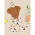 thumbnail image 3 of Suealasg 3Pcs Baby Girls Clothes Short Sleeve Romper Tops+ Chicken Print Flare Pants + Headband 3M 6M 12M 18M Infant Newborn Girls Summer Western Outfits, 3 of 9
