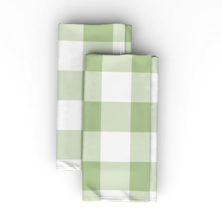 

Cotton Sateen Dinner Napkins (Set of 2) - Bold Check Plaid Tartan Buffalo Green White Swedish Geometric Classic Home Decor Kitchen Print Cloth Dinner Napkins by Spoonflower