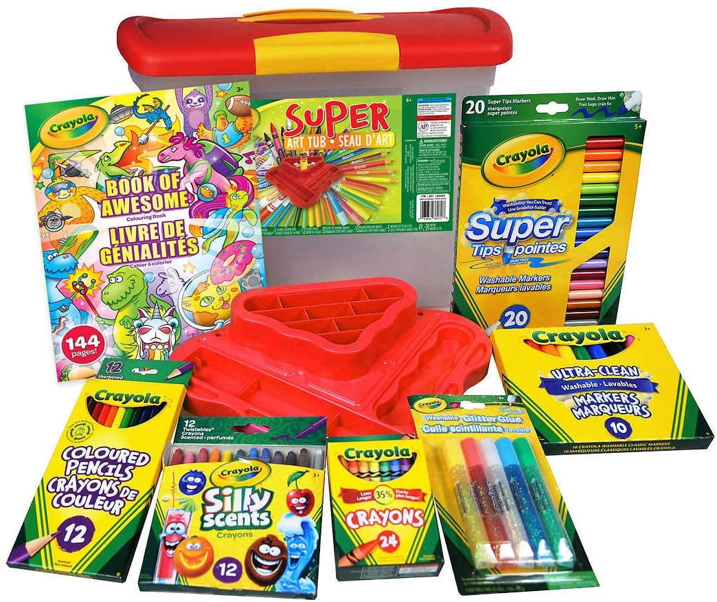 CRAYOLA Super Art Tub Includes Caddy, Crayons, Colouring Book
