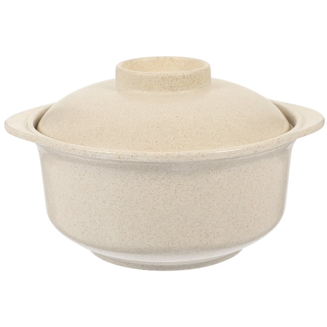 1Set Double Handle Porridge Bowl Beige Round Insulation Anti Scalding For Kids Breakfast Noodle Restaurant Use