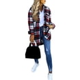 thumbnail image 2 of Veste Surchemise à Manches Longues pour Filles et Femmes, à Carreaux, Boutonnée, Décontractée, Surdimensionnée avec Poche, 2 of 6