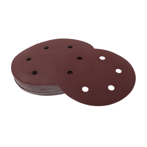 Discos de Lija Únicos Bargains 9" 6 Agujeros 400 Grano Reparación Automotriz Redondos de Papel de Lija de Gancho y Bucle Papel Blanco Rojo 30 Pcs