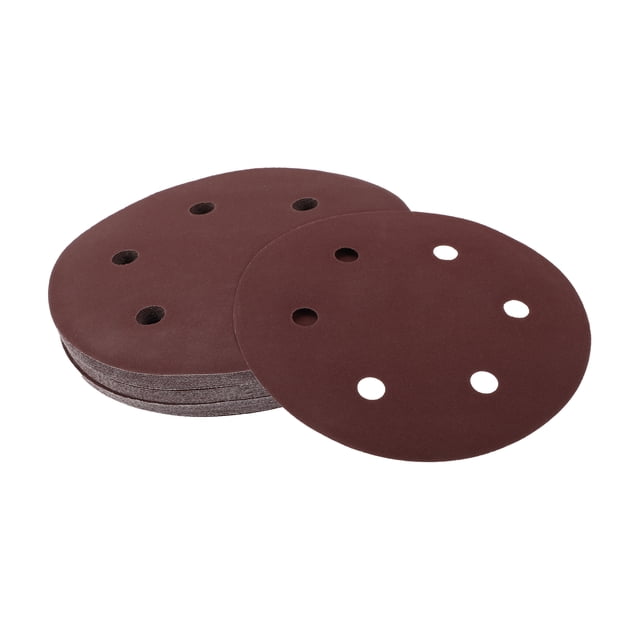 Discos de Lija Únicos Bargains 9" 6 Agujeros 400 Grano Reparación Automotriz Redondos de Papel de Lija de Gancho y Bucle Papel Blanco Rojo 30 Pcs