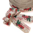 thumbnail image 3 of 5M Vintage Truck with Tree Wired Ribbon Merry Christmas Printed Ribbon for Xmas Tree Decoration and Bows Craft 5.5Yards by 2Inch, 3 of 5