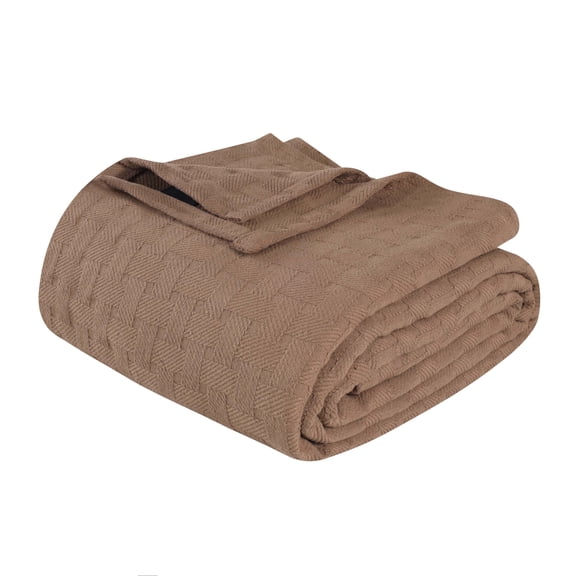 Superior Basketweave All-Season Cotton Blanket, Twin, Taupe