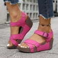 thumbnail image 6 of Viluyesy Sandals for Womens, Open Toe Thick Sole Adjustable Buckle Spring Summer Causal Beach Wedge Shoes Hot Pink 7.5, 6 of 9