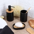 thumbnail image 6 of Sleek Matte Black Soap Dish with Bamboo Base - Polyresin Soap Tray for Sophisticated Decor, 6 of 7