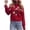 Red, variant on Women's 3D Floral Embroidered Sweater Round Neck Long Sleeve Knit Pullover Elegant Casual Crop Top