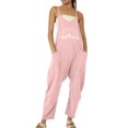 thumbnail image 1 of B91xZ Combinaisons Sans Manches Décontractées pour Femmes, Pantalons Amples avec Bretelles Réglables et Poches, Rose m, 1 of 5