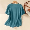 thumbnail image 5 of Uootdi Womens Embroidered Blouses Short Sleeve Split Neck with Floral Embroidered Placket Retro Chic Style Soft Comfortable Everyday Tops Gift, 5 of 9