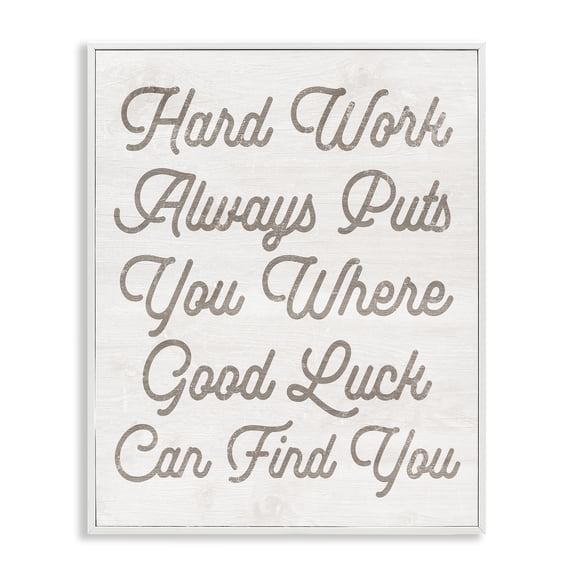 Stupell Industries Farmhouse Hard Work Motivational Phrase White Framed Giclee Art, 11 x 14, by Lil' Rue