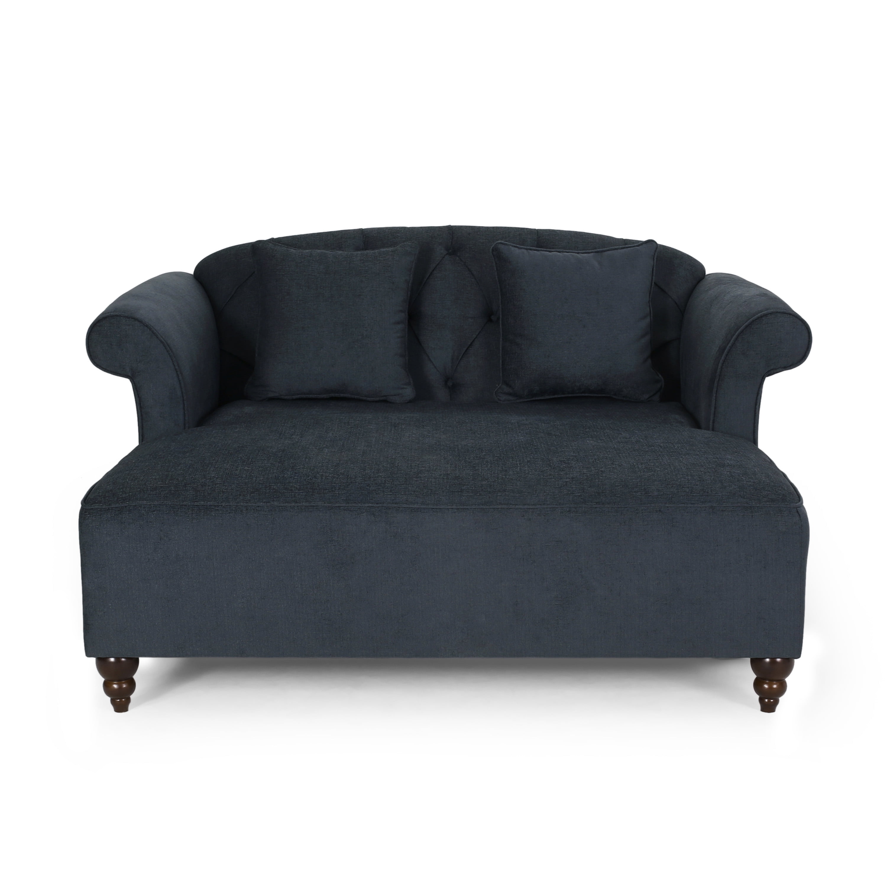 Noble House Ackland Indoor Fabric Tufted Chaise Lounge Charcoal