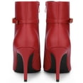 thumbnail image 3 of DARING DIVA Women's Stylish Buckle Strap Stiletto Heels Ankle Boots Red US 8, 3 of 6