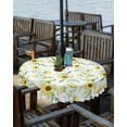 thumbnail image 2 of Hokiten Outdoor Tablecloths with Umbrella Hole & Zipper, Yellow Sunflower Round Tablecloth 54 Inch, Spring Leaves Retro Country Farmhouse Waterproof Table Cloth, Patio/Pool/Picnic Table Covers, 2 of 7