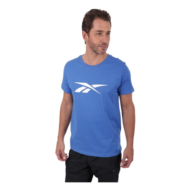 Playera Reebok Hombre Entrenamiento Azul Cotton Big Vector azul L