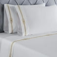 thumbnail image 4 of Superior Moonlawn Embroidered Cotton Bed Sheet Set, Twin XL, White/Gold, 4 of 10
