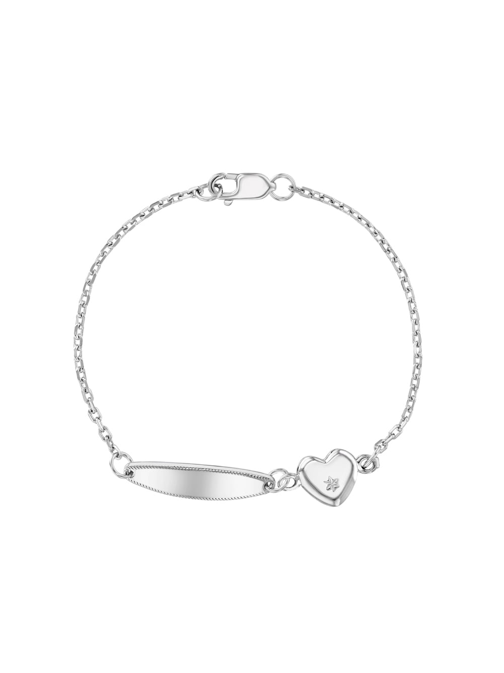 925 Sterling Silver Personalised Heart Baby ID Bracelet 5.5" FREE ENGRAVING 