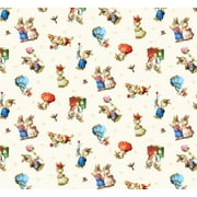 44 x 36 Tossed Bunnies Cream I Love You Easter by Elizabeths Studio 100% Cotton Fabric