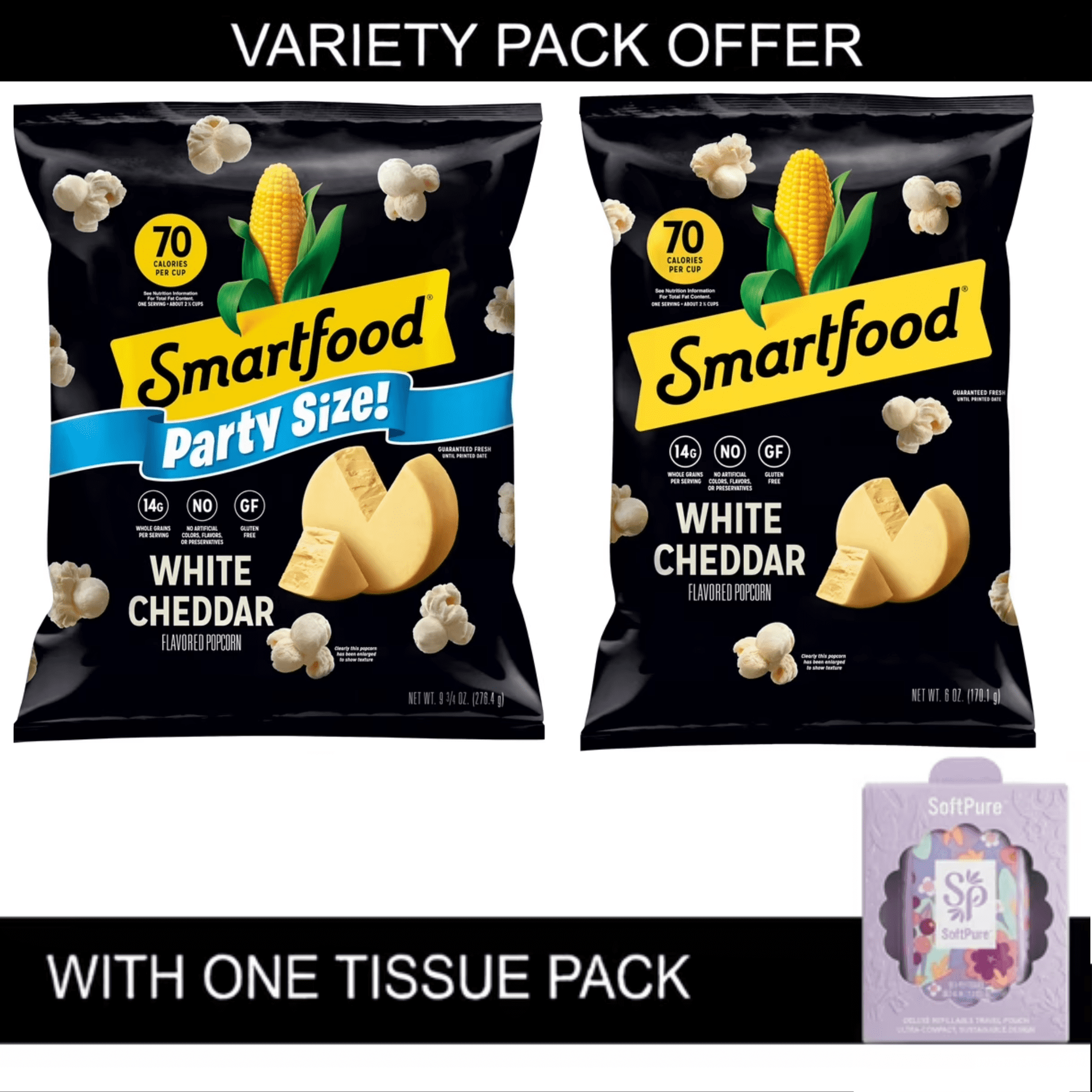Smartfood Gluten-Free No Artificial Colors White Cheddar Popcorn Bag 9.75 oz | Smartfood Gluten-Free No Artificial Colors White Cheddar Popcorn Bag 6 oz