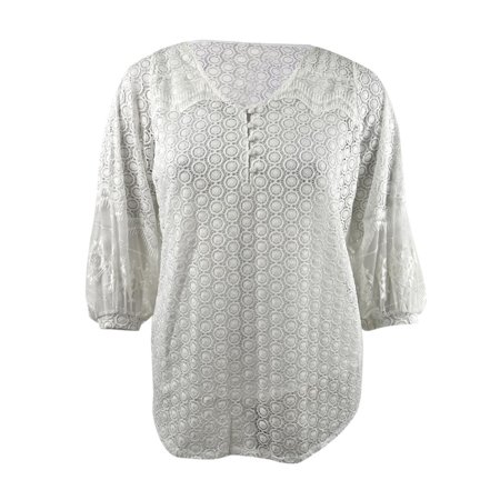 Women's 2 PC Mixed-Lace Peasant Blouse Set