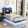 thumbnail image 3 of Zimtown Twin Floating Bed Frame, Platform Bed with Charging Station, No Box Spring Needed, Black, 3 of 10