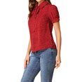 thumbnail image 4 of INSPIRE CHIC Blouse en Mousseline pour Femme à Imprimé Rétro, Manches Courtes, Col Peter Pan avec Nœud, L à Pois Rouges, 4 of 8