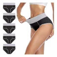 thumbnail image 1 of Calzoncillo Mujer Cintura Alta Braga Cómoda Algodón 5 Piezas, 1 of 5