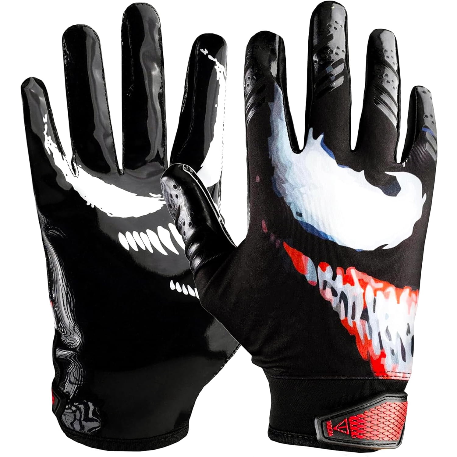 Lupine Rage Villain Football Receiver Gloves, Tacky Sticky Grip, Wide Receiver, Flag Football, Game Day and Training Youth (Black, Youth M-L)