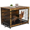 thumbnail image 4 of Pirecart Large Dog Crate Furniture Pet Cage Dog Kennel End Table with Double Door, Removable Tray, 4 of 10